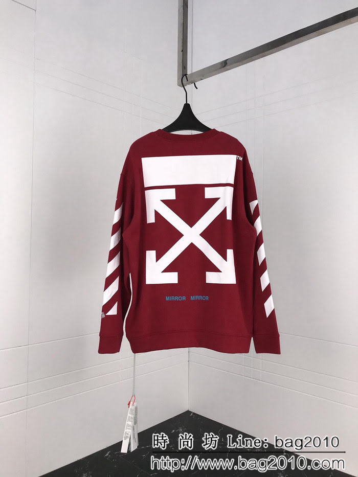 OFFwhite18ss 酒紅色箭頭基礎款 套頭衛衣 情侶款 ydi1108